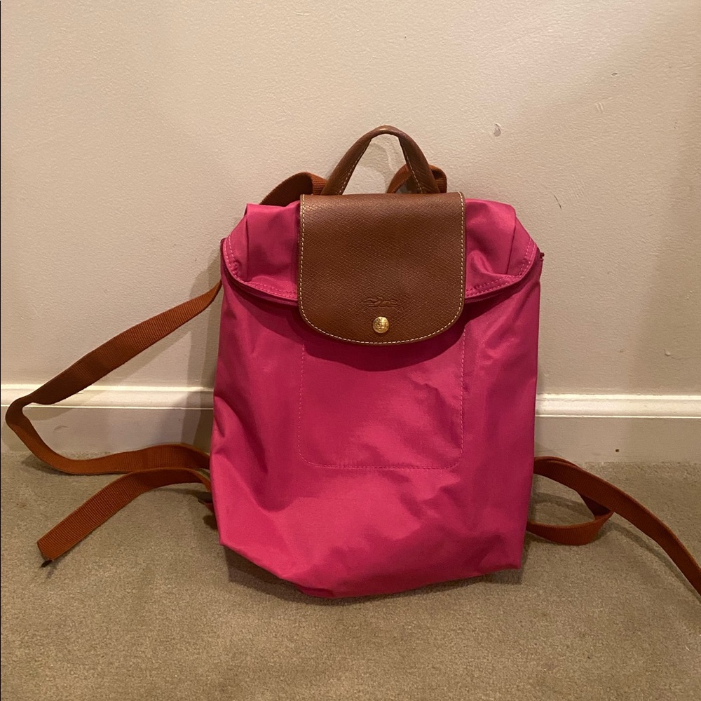 Longchamp Pink and Brown Backpack